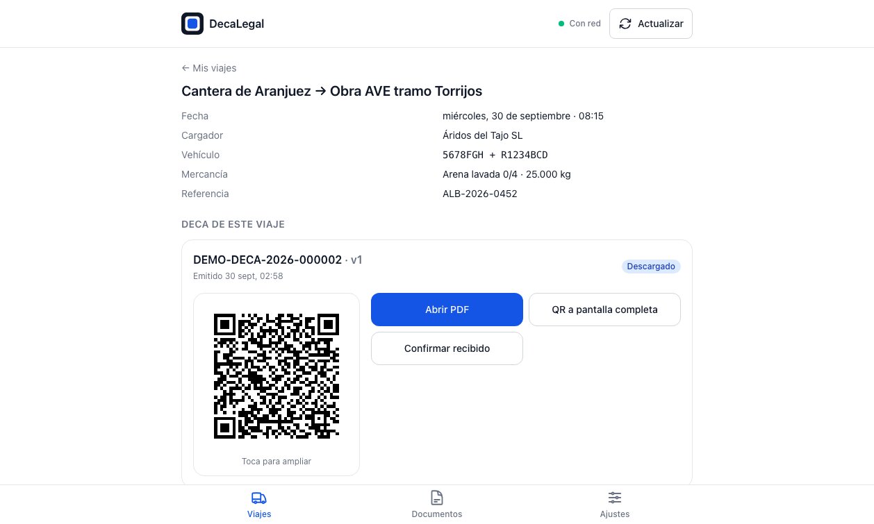 App del conductor con el QR a pantalla completa